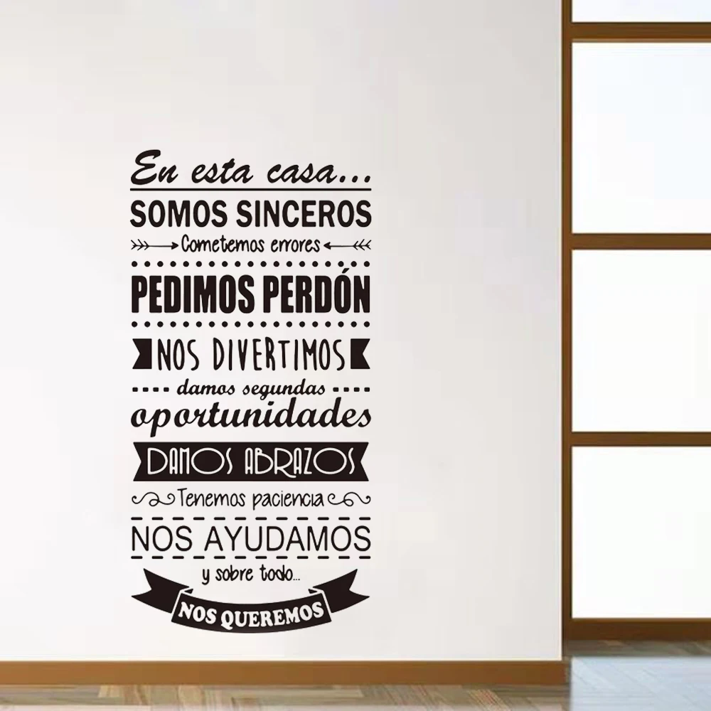 Spanish In This House Rule Wall Sticker Kids Room Bedoom Spanish EN AQUESTA CASA Family Love Quote Wall Decal Vinyl Decor