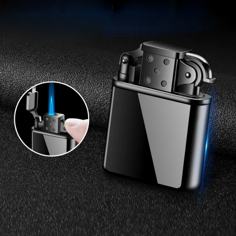 Retro Turbo Jet Compact Butane Torch Metal Cigarette Lighters 1300 C Windproof Petrol Blue Flame Old Gas Lighter