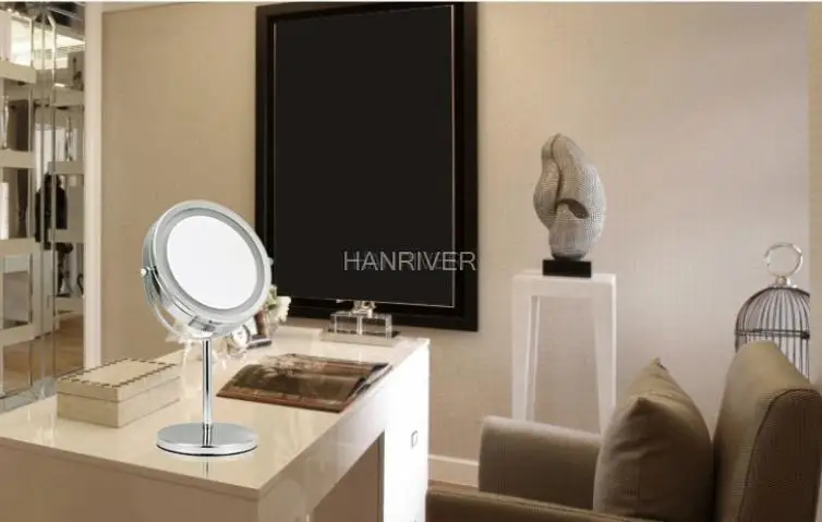 10x Magnifying Desktop Makeup Mirror with LED Light 360 Rotation Double Side 7inch LED Lighted up Comestic Mirror