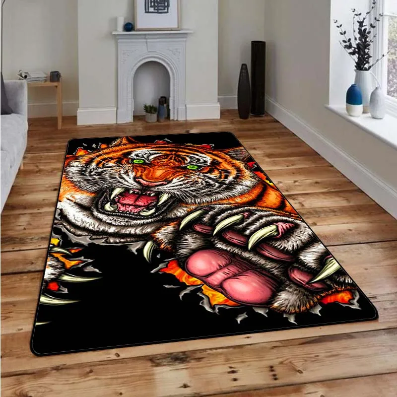 The New Tiger Pattern Non-slip Washable Carpet 3D Printing Floor Mats Living Room Room Decoration Carpet Children\'s Play Mat