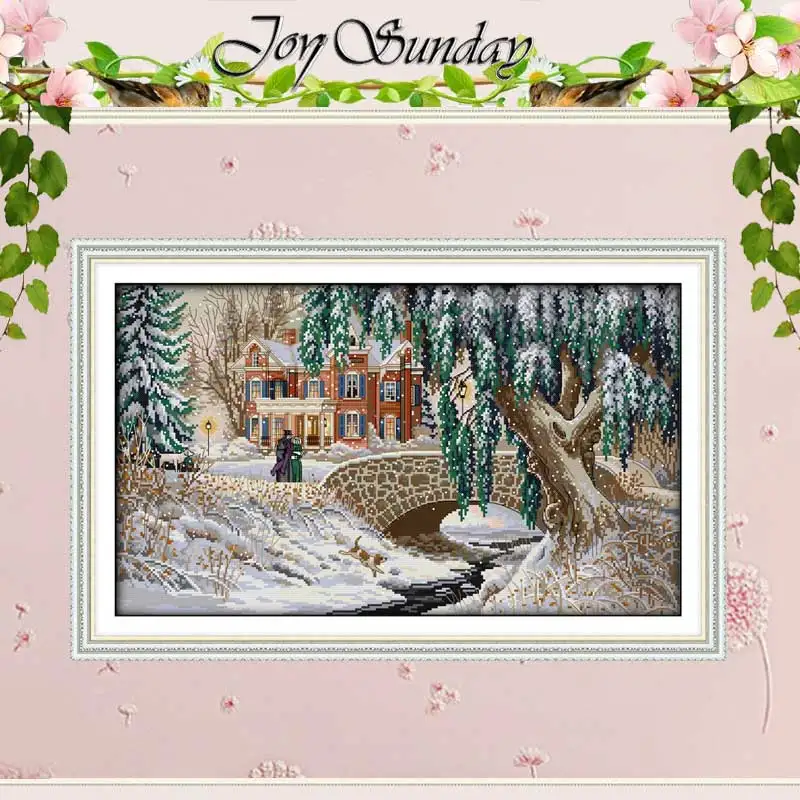 Snow-covered landscape(5) Patterns Counted Cross Stitch Set DIY 11CT 14CT 16CT Stamped DMC Cross-stitch Kit Embroidery Needlewor