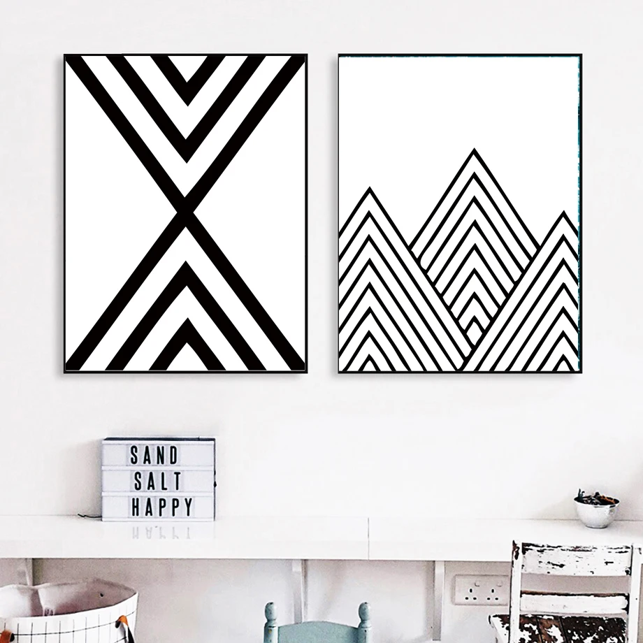 Abstract Minimalist Line Geometry Mountain Nordic Posters And Prints Wall Art Canvas Painting Wall Picture For Living Room Decor