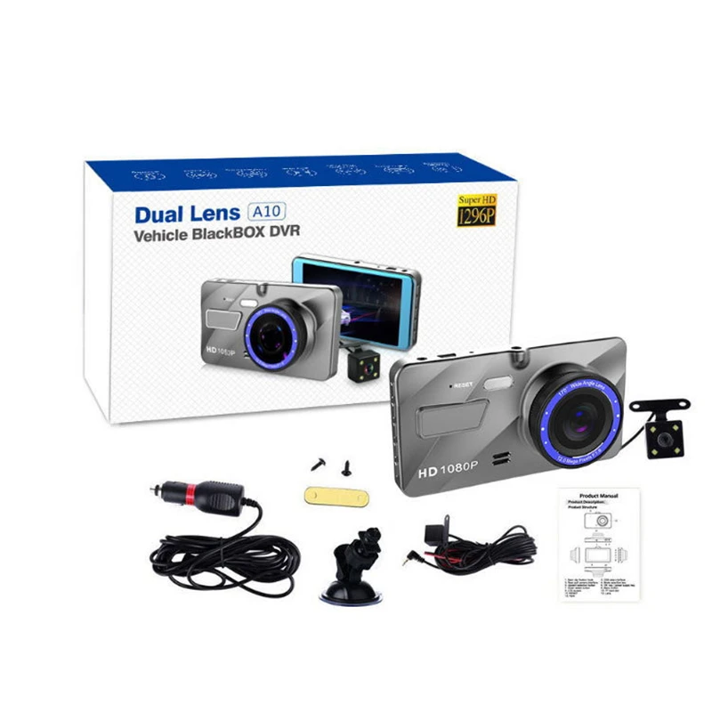 1296P Car Dvr Video Recorder Dash Cam Video recorders With Rear View Camera 4.0