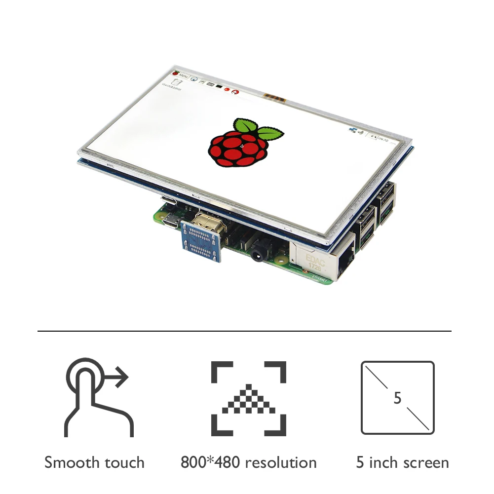 5 inch LCD Touch Screen HDMI-Compatible Display Monitor Module Kit Replacement Case for Raspberry Pi 4B/3B+