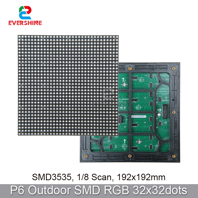 High Brightness 27777Pixel Density LED Panel Modue P6 Outdoor Full Color Matrix 192x192mm Display Screen