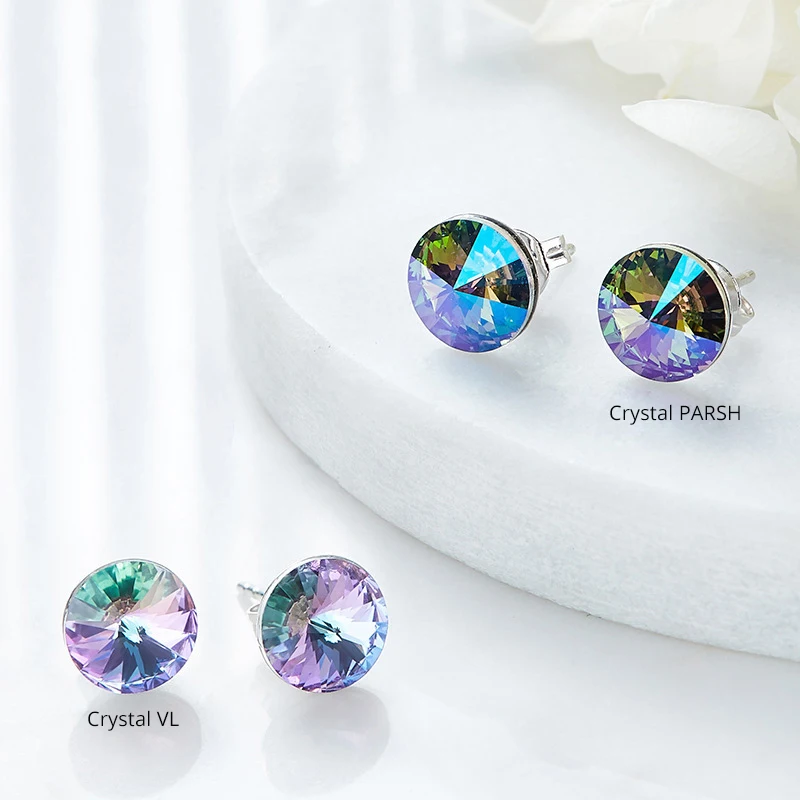 Pendientes clásicos redondos de Color plateado y2k cristales originales de Austria Piercing para mujeres niñas joyería de diamantes de imitación de