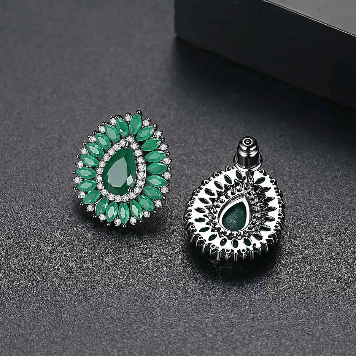 LUOTEEMI Brand Design Women Pink Green Big Stud Earrings for Wedding Party Water Drop Paved CZ Fashion Earrings 2022 Trend New