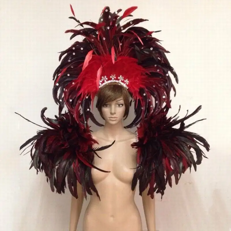 fashion feather headband headdress party carnival hair accessories stage performance show feather headpiece