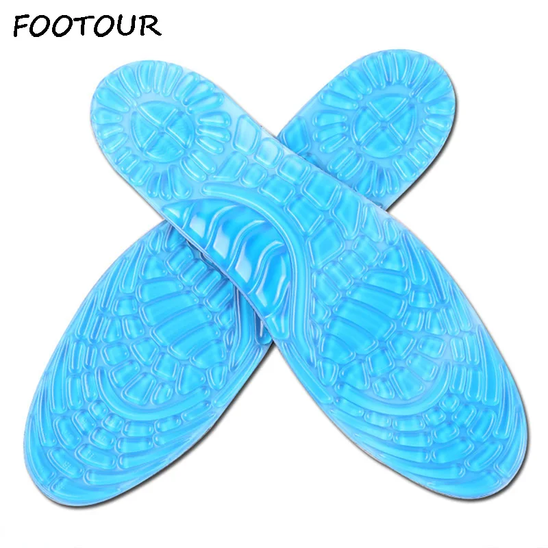 FOOTOUR Silicone Gel Insoles Orthopedic Running Sport Insoles for Shoes Shock Absorption Soft Massaging Pads Anti -slip Palmilha