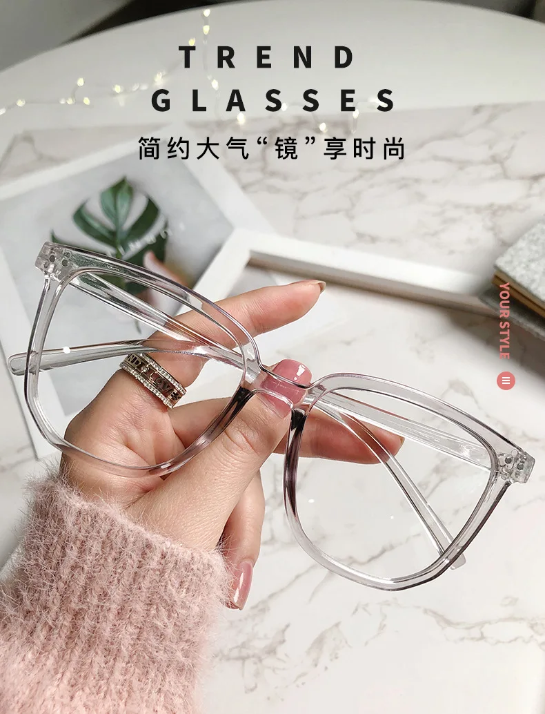 Hochwertige Brillen mit quadratischem Rahmen, Myopie-Brille für Damen und Herren, Kurzsichtbrille, Anti-Blaulicht-Brille mit Dioptrien Minus -1,0 – Detail 1
