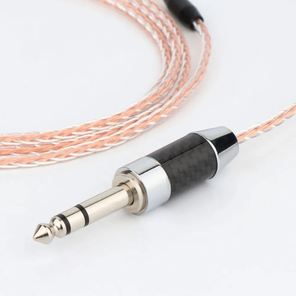 Preffair 6.35mm wtyczka z włókna węglowego 8 rdzeniowy posrebrzany kabel do słuchawek OCC dla HD800 HD800s HD820s HD820 Dharma D1000