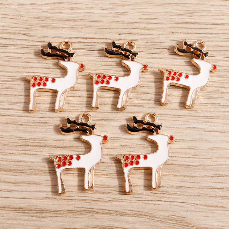 10 Stück Emaille Charms Weihnachten Charms für Schmuckherstellung Tier Hirsch Weihnachtsmann Baum Glocke Charms Anhänger für DIY Halsketten Geschenk – Detail 13