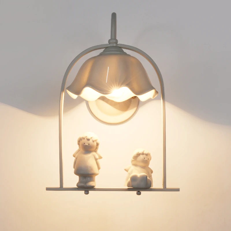 

Creative led wall lamp bedroom bedside reading lamp sconce living room kitchen corridor stairs wall decor angel led wall light