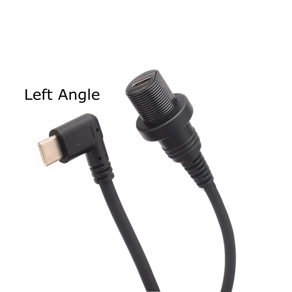 30CM USB 3.1 Type-c Male to Female AUX Flush Panel Mount Waterproof Extension Cable for Car Truck Boat Motorcycle Dashboard