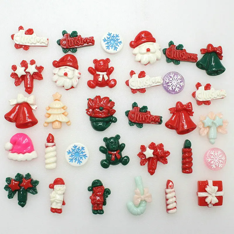 

150pcs 0.51-0.9'' Mixed Design Resin Cabochon Flatback Christmas Theme DIY Craft Decoration