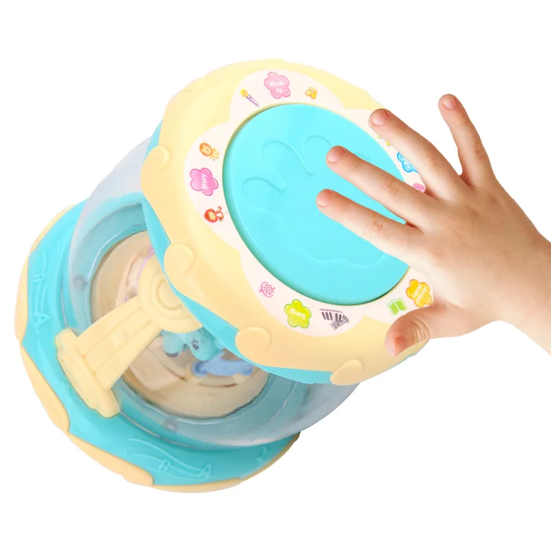 Jouets éducatifs pour bébé, carrousel, tambour à main, musique LED, apprentissage amusant