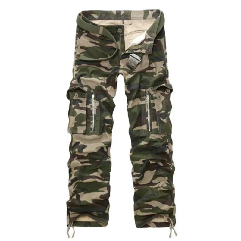 New Cargo Pants Men Camouflage Cotton Trousers Casual Pants Mens Cargo Joggers Multi Pocket Straight Trousers