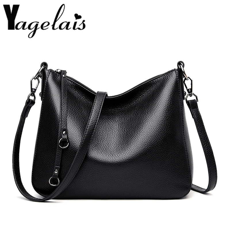 

Women Fashion Large Capacity Genuine Leather Shoulder Bag Female Simple Style Portable Shopping Bag Ladies Luxury Handbag