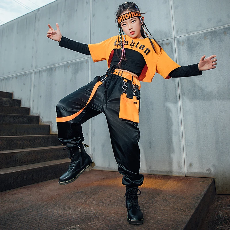 Jazz Dance Kleidung Für Mädchen Overalls Hip Hop Kostüm Tops Cargo Hosen Jazz Leistung Outfits Street Dance Rave Kleidung BL7104
