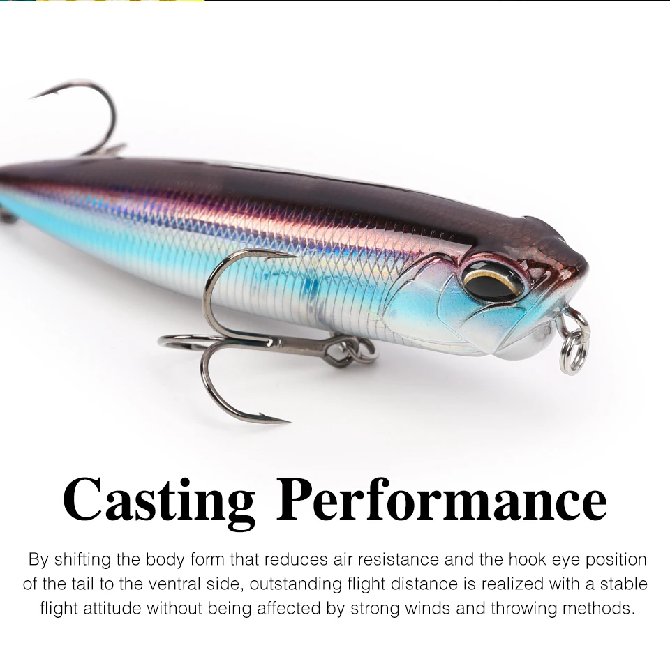 TSURINOYA Topwater Schwimm Wobbler 110mm 20,5g DW58 Bass Locken Stickbait Snakehead Professionelle Künstliche Harten Köder – Detail 10