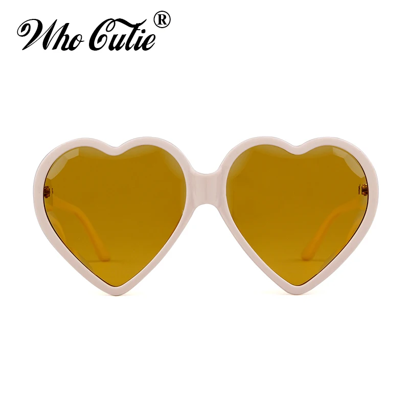 WHO CUTIE 2018 Solid Heart Shaped Sunnies Sunglasses Women Brand Designer Retro Vintage Fashion Cat Eye Sun Glasses Shades OM690