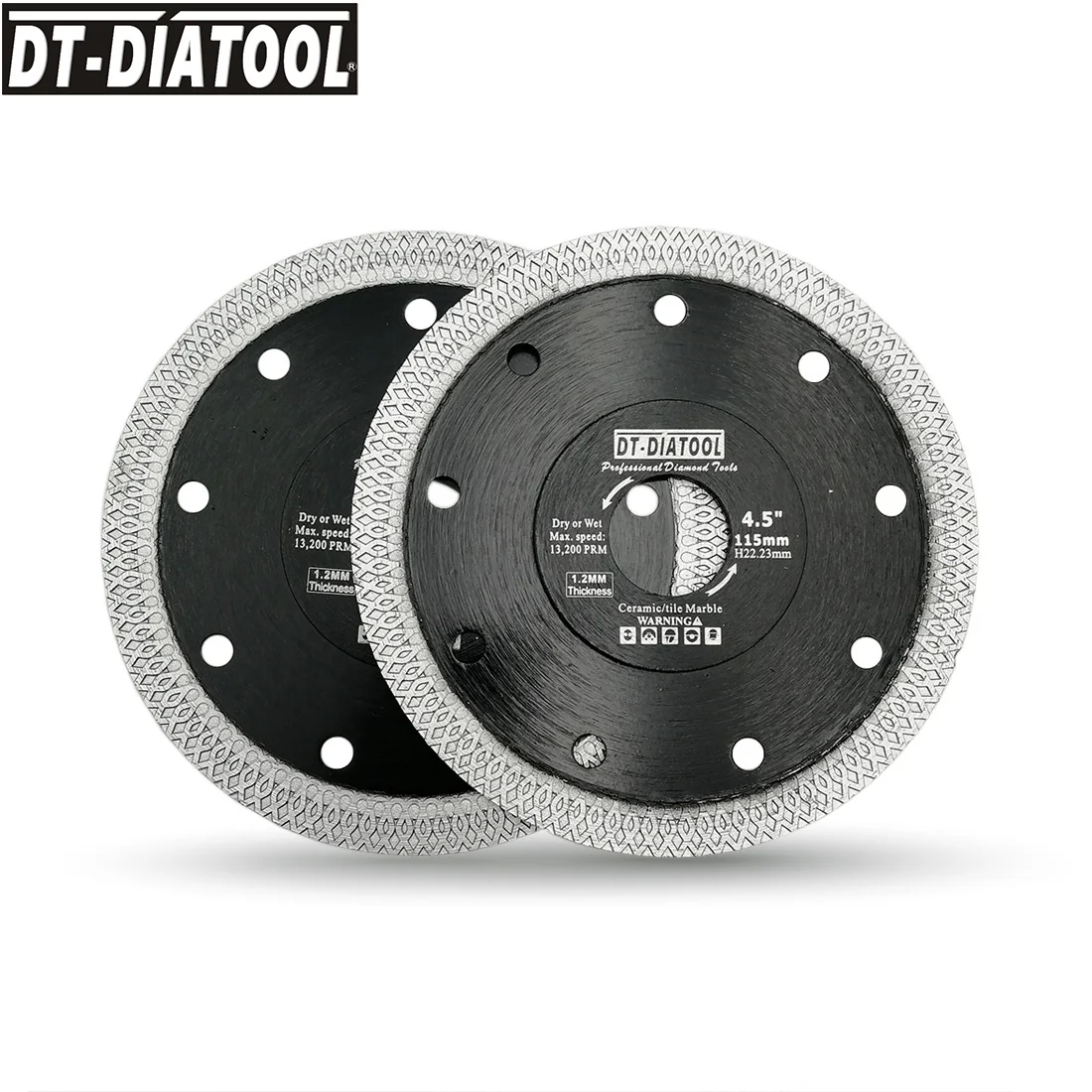 

DT-DIATOOL 2шт/pk Dia 115 мм/4,5 "алмазный режущий диск X сетка турбо обод пильный диск фарфоровая керамическая плитка мраморный режущий круг