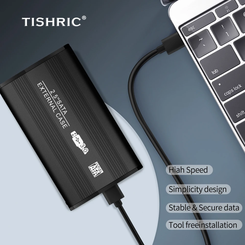 TISHRIC 2.5 بوصة HDD صندوق القرص الصلب قالب أقراص صلبة Sata إلى Usb صندوق القرص الصلب دعم المكونات الساخنة لنظام التشغيل Windows Mac