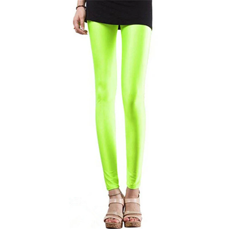 Legging Neon Legging Fitness Push Up Legging Olahraga Musim Panas Elastis Celana Ketat Mengkilap Wanita