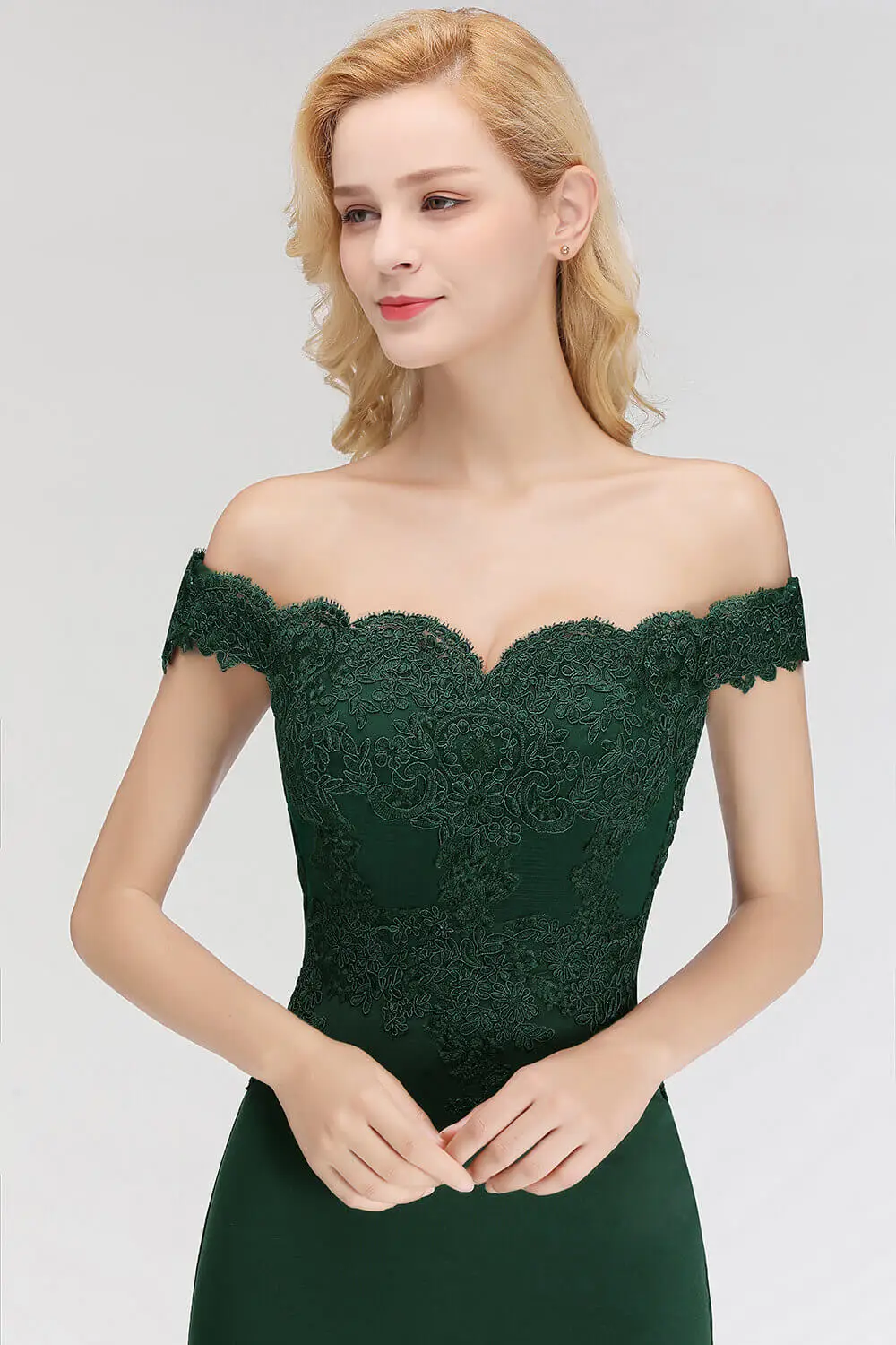 Robe de soirée en dentelle pour femmes, tenue de bal Sexy, épaules dénudées, manches longues, avec des appliques dorées scintillantes