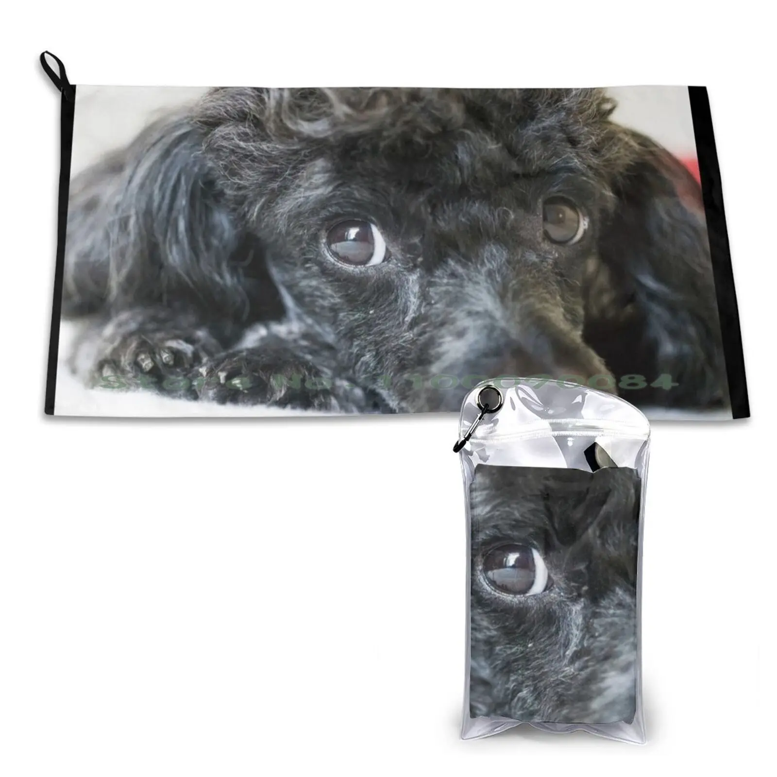 Poodle Quick Dry Towel Gym Sports Bath Portable Black And Grey Poodles Brindle Poodle Lap Dog North Carolina Pet Poodles Black