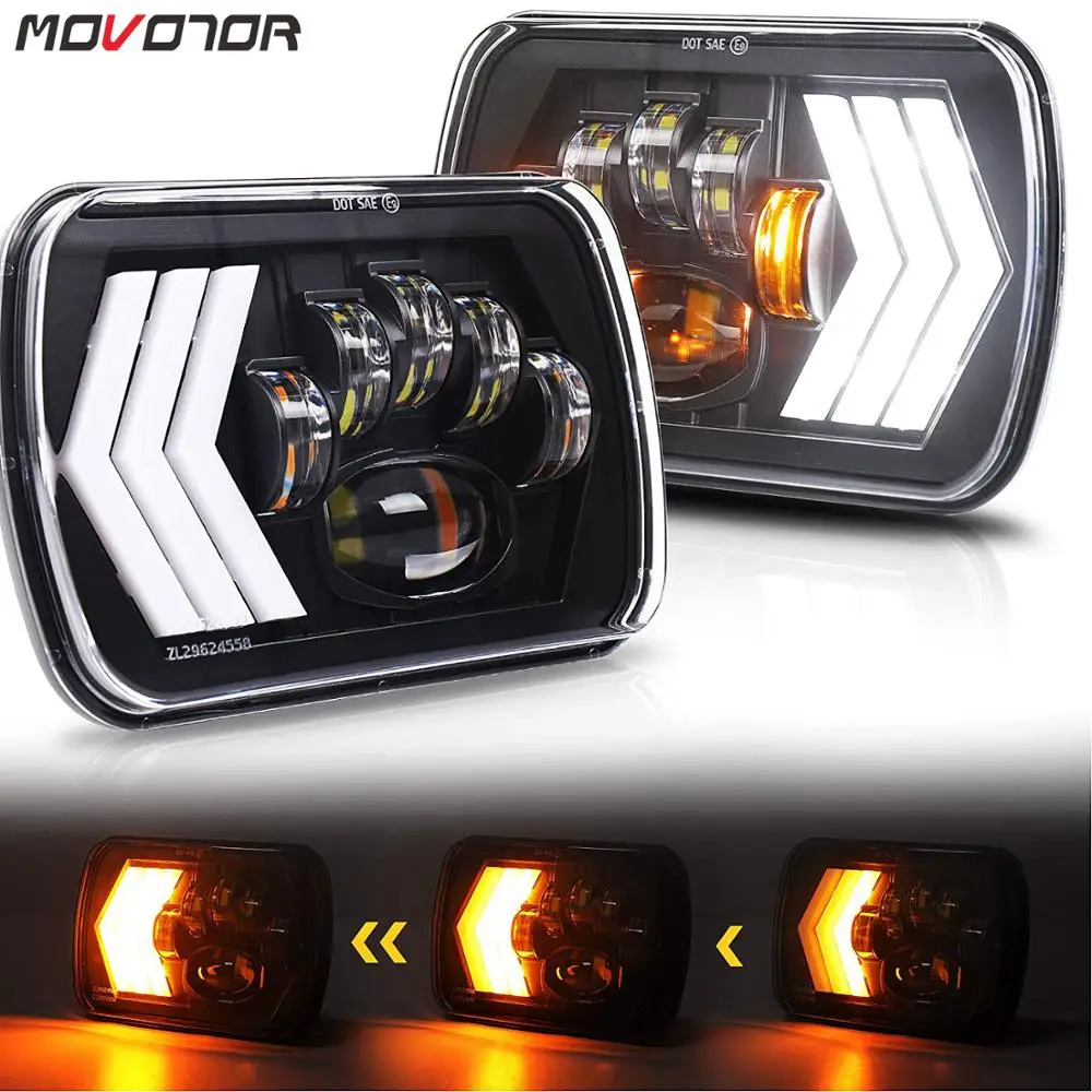 

MOVOTOR 5x7 Waterproof LED Headlight Sealed Beam Turn Singal 7x6 inch Headlamps For Cherokee XJ YJ Truck