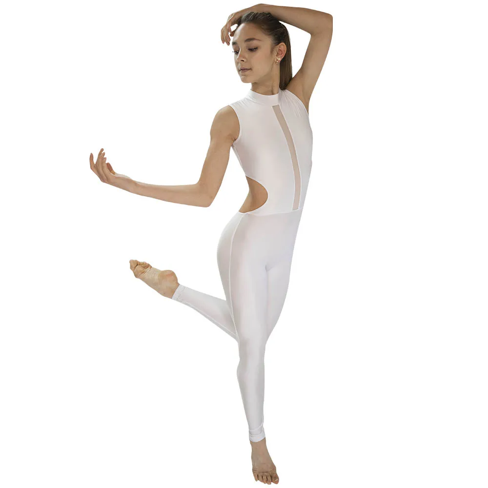 Nylonlycra Mesh Sleeveless Turtleneck Dance Unitards Gymanstics Long Bodysuit Children Adult Sizes 13 Colors