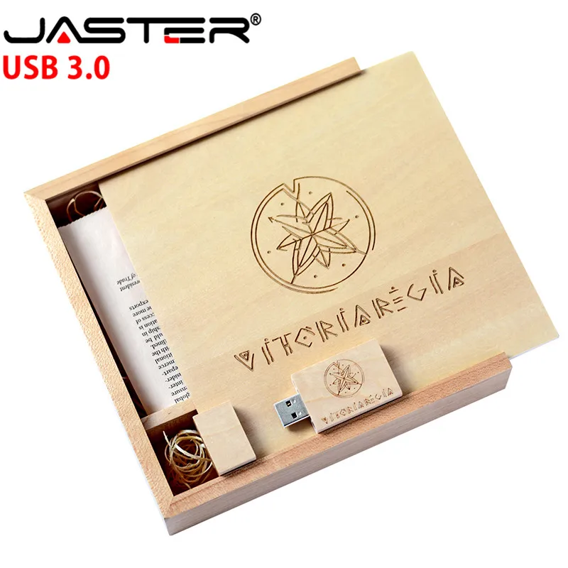 JASTER-Maple Álbum de Fotos com Logotipo Livre, USB 3.0, Flash Drive, Pendrive, 4G, 16GB, 32GB, 64GB, Fotografia, Presente de Casamento, 170mm x 170mm x 35 mm
