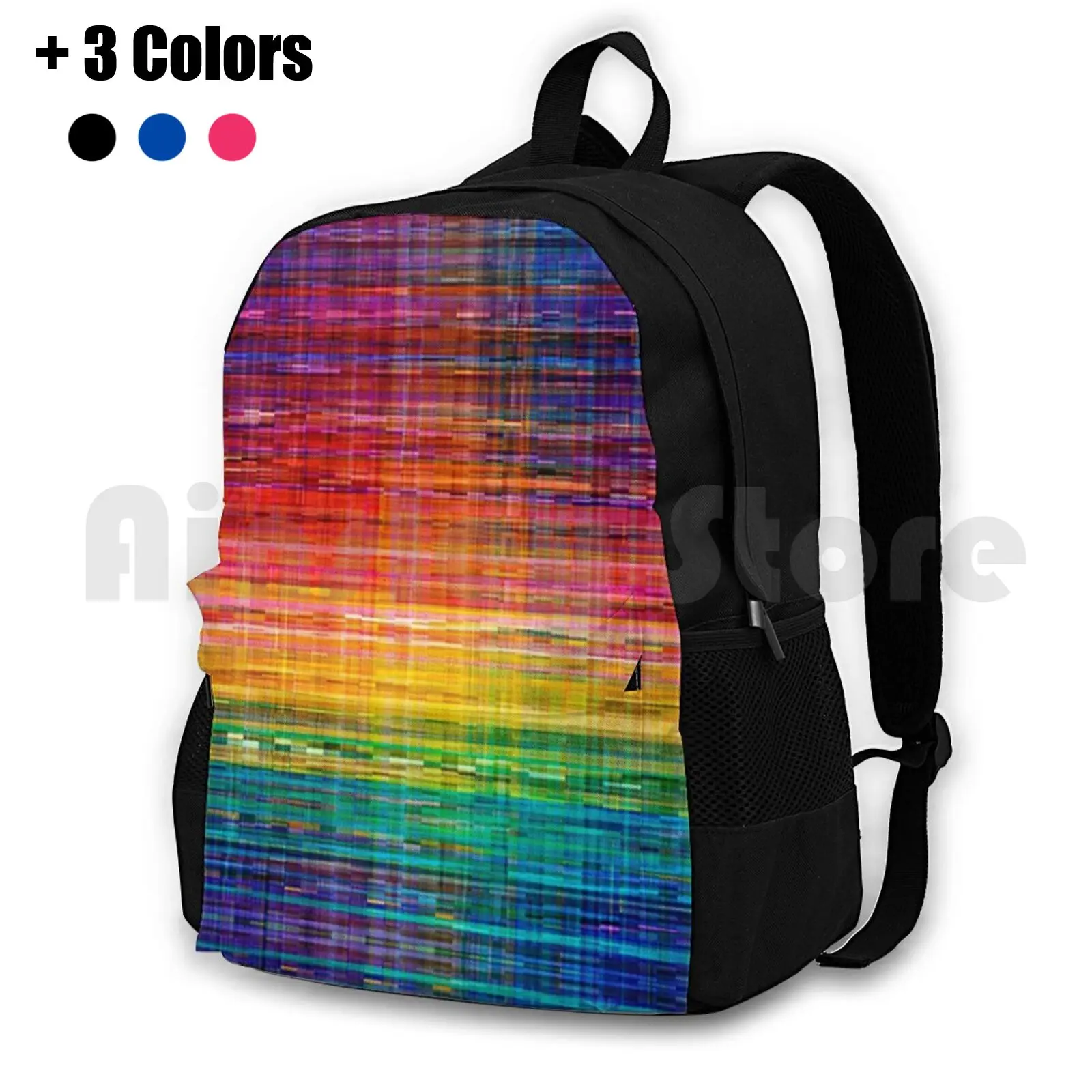 Rainbow Seamless Rustique Fabric Pattern Outdoor Hiking Backpack Waterproof Camping Travel Abstract Pattern Mexican Wallpaper