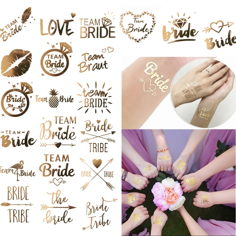 Team Bride Bachelorette Party Bridesmaid Tribe Team Temporary tattoo decoration Sticker Hen Night Golden Bride To Be wedding