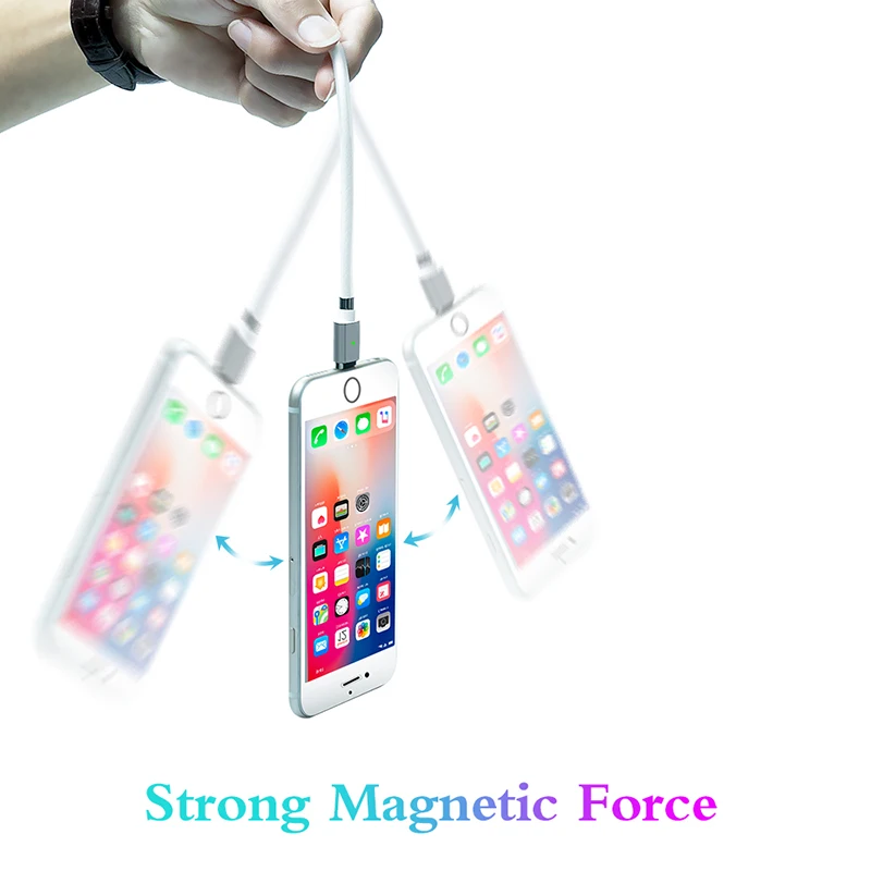 Magnetic Cable Magic Rope Storage Magnet QC3.0 Fast Charging Micro USB Type C For iPhone Samsung Huawei Xiaomi 3 In 1 Data Cable