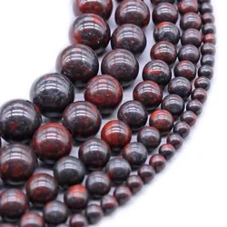 Natural Stone Beads Smooth Red Bloodstone Loose Round Gem Stone Spacer Beads For DIY jewelry Making Bracelet Necklace Accessory