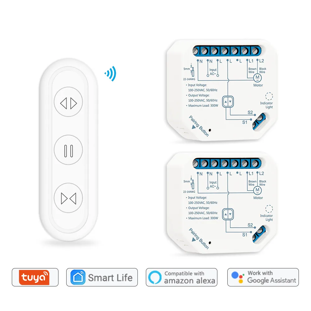 Tuya Smart Curtain Roller Shutter WiFi RF Switch Module for Electric Door Window Blinds Google Assistant Alexa Voice Control DIY