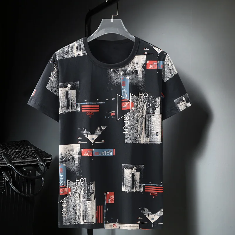 Harajuku Baggy T-shirt Men Streetwear Graffiti Print Tops Tees Summer Short Sleeve Tshirts Plus Size 10XL Male Casual HA166