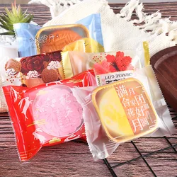 100pcs/lot New Year Snowflake Crispy Gift Bag Chinese Festival Style Handmade Large Snacks Party Plastic Nougat Packaging Bag
