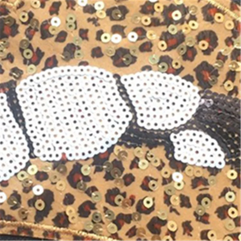 Big Leopard Print Lips Sequins Patches Sewing Embroidered Applique for Jacket Clothes Stickers Badge DIY Apparel Accessories