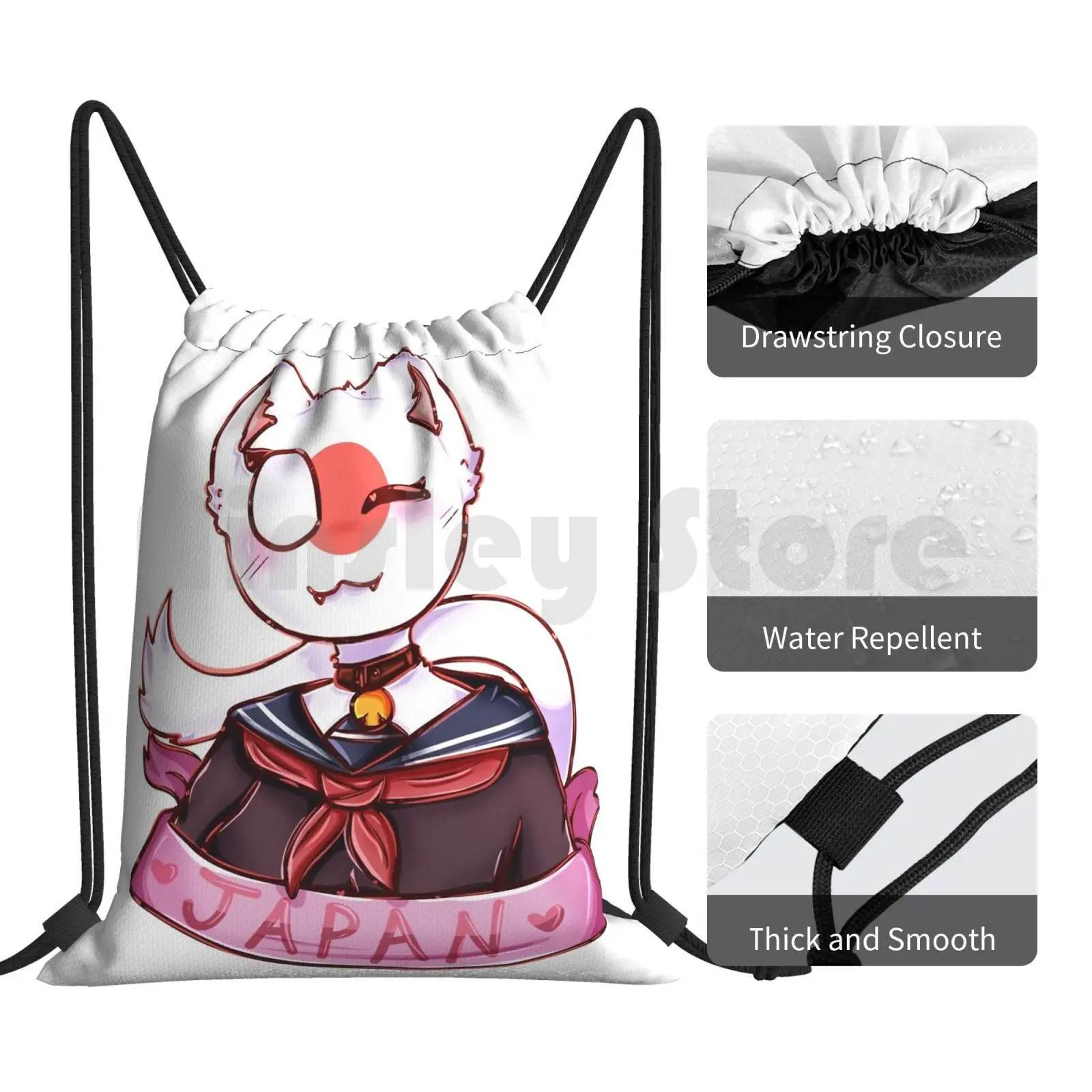 스파클 일본 컨트리휴먼 배낭 드로스트링 백, 승마 등산 체육관 가방