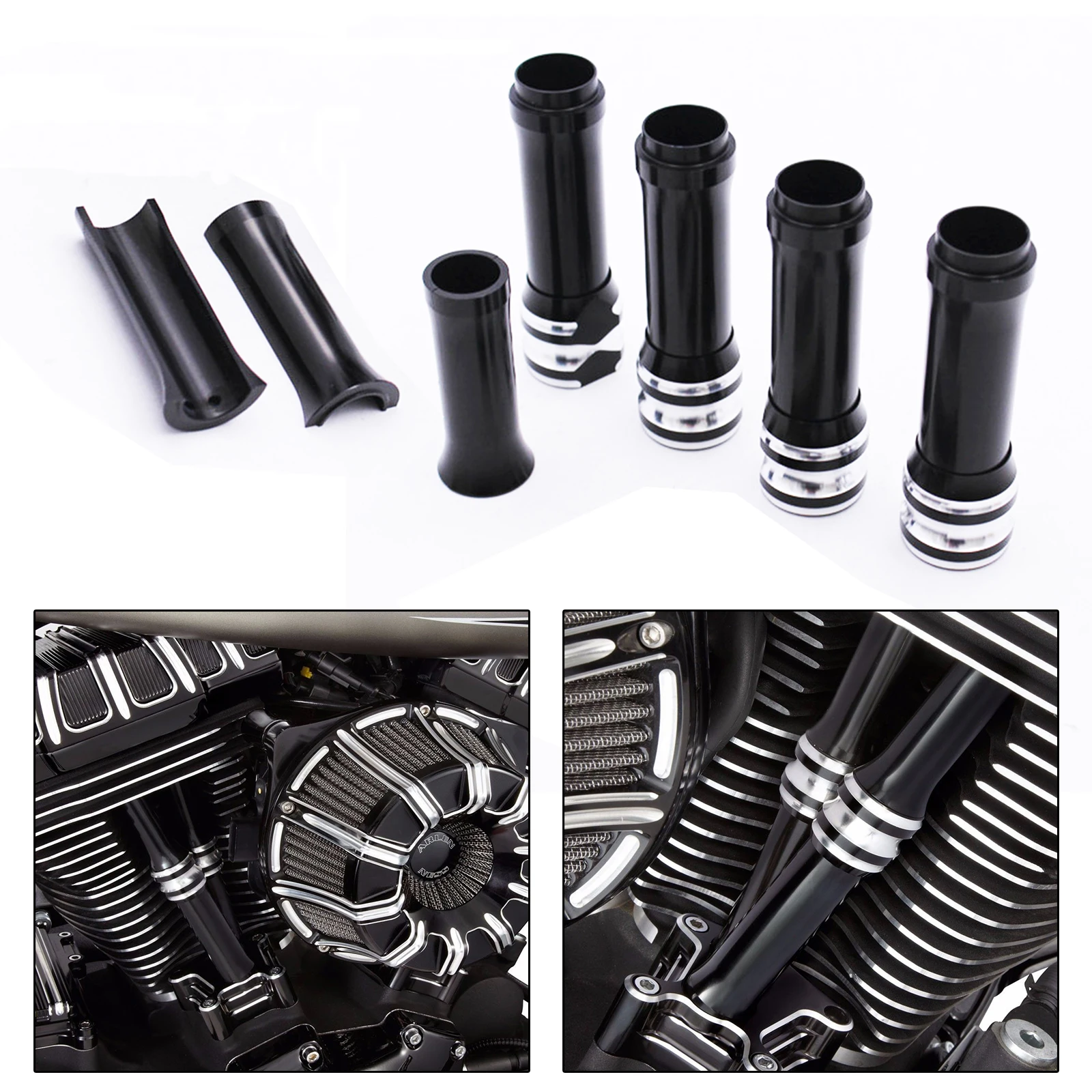 Black Pushrod Tube Covers For Harley Glide Twin Cam 1999-2017 Motorcycle Aluminum CNC