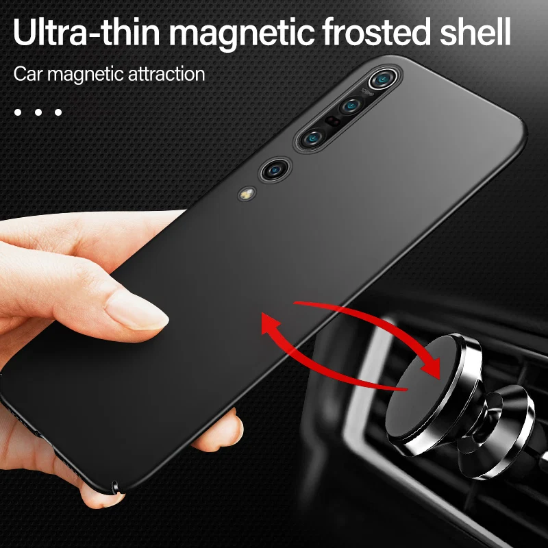 Ultra-thin Magnetic Hard Matte PC Phone Case For Xiaomi Mi 14 13 T Lite Redmi Note 13 12 11 10 9 8 Pro Frosted Shockproof Cover