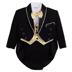 Costume de baptême pour petits garçons, smoking noir et blanc, ensemble de vêtements d'anniversaire pour enfants de 1 à 4 ans