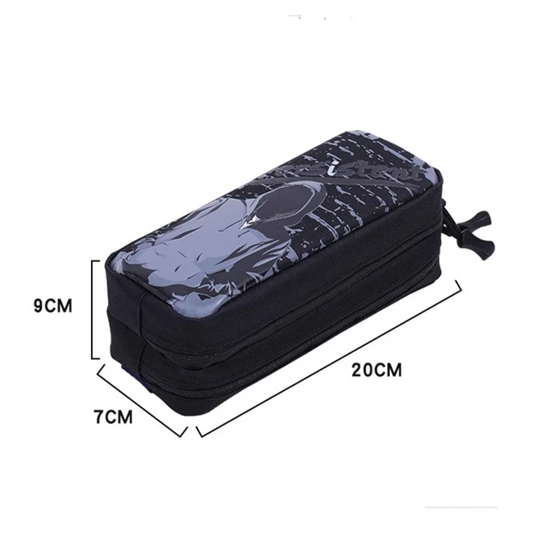 Handsome canvas pencil case Three-layer large capacity stationery box school Pencil cases for boys student pen case Cartoons bag