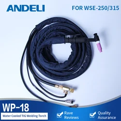 ANDELI Water-Cooled Torch TIG Torch Welding Gun WP-18 4m for TIG Welding Machine