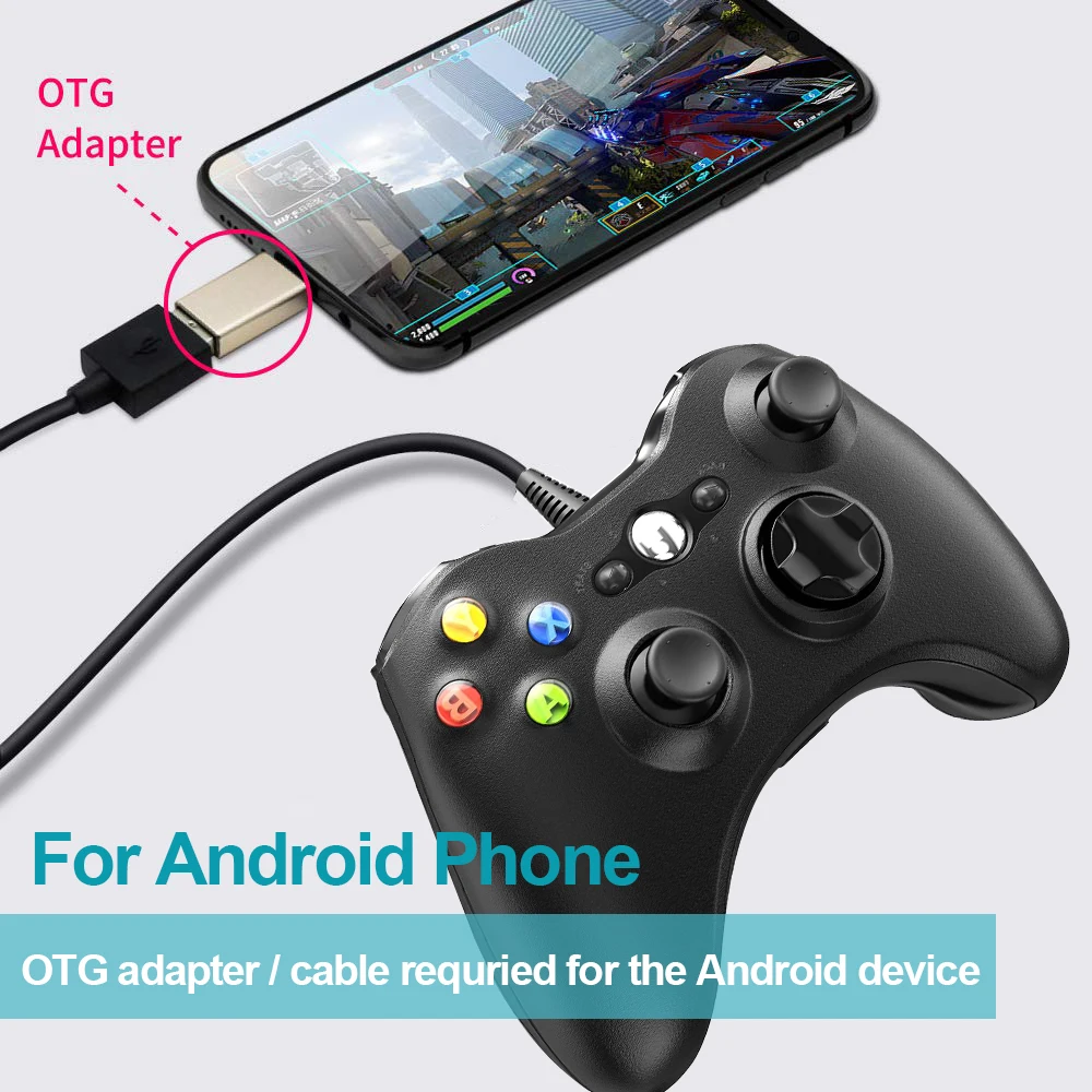 USB Wired Gaming Controller สำหรับ Android TV BOX / Windows PC / PS3 Dual การสั่นสะเทือน Plug และ Play Gamepad แบบพกพา joystick Handle