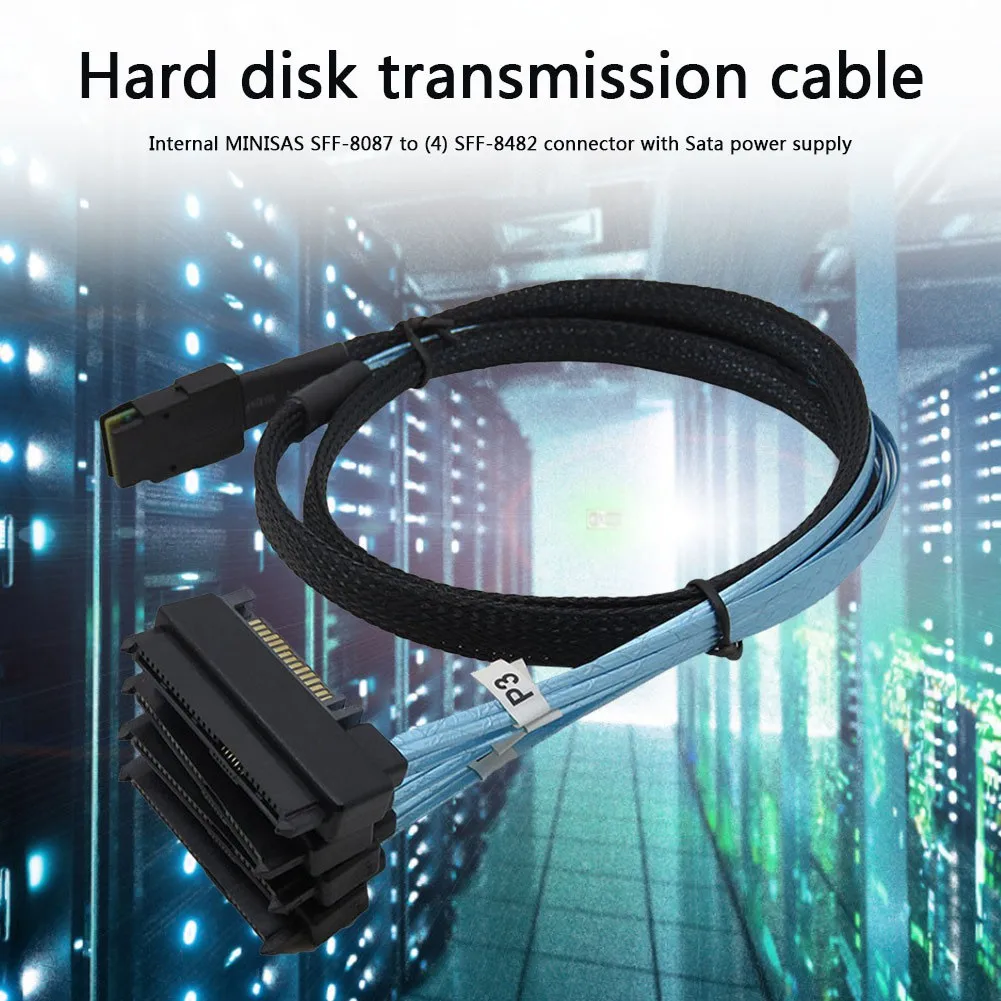 50/100 سنتيمتر Sas Sata كابل داخلي صغير SAS 36pin SFF-8087 إلى (4) 29pin + 15Pin SFF-8482 موصلات مع كابل الطاقة SATA