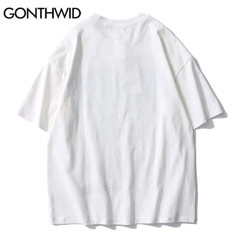 GONTHWID Tshirts Streetwear Japanese Anime Cartoon Girl Print T-Shirt Harajuku Hip Hop Hipster Casual Summer Loose Tees Tops